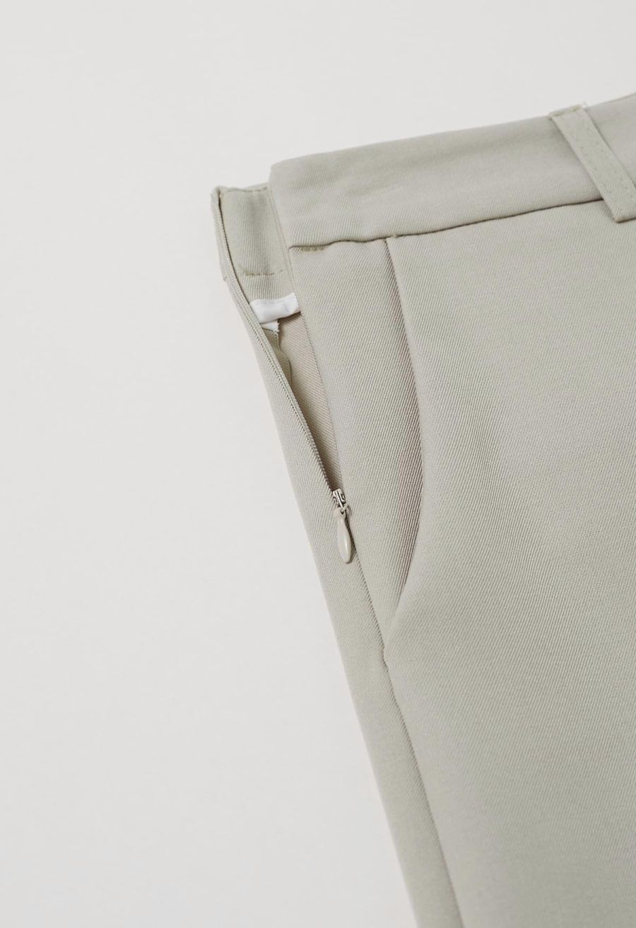 Folded Front Accent Wide-Leg Pants in Sage
