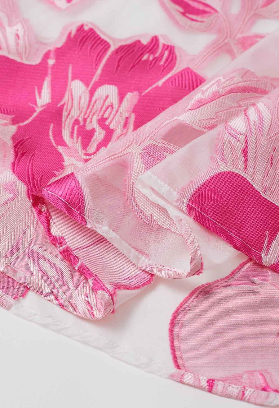 Magnolia Blooms Organza Jacquard A-Line Skirt