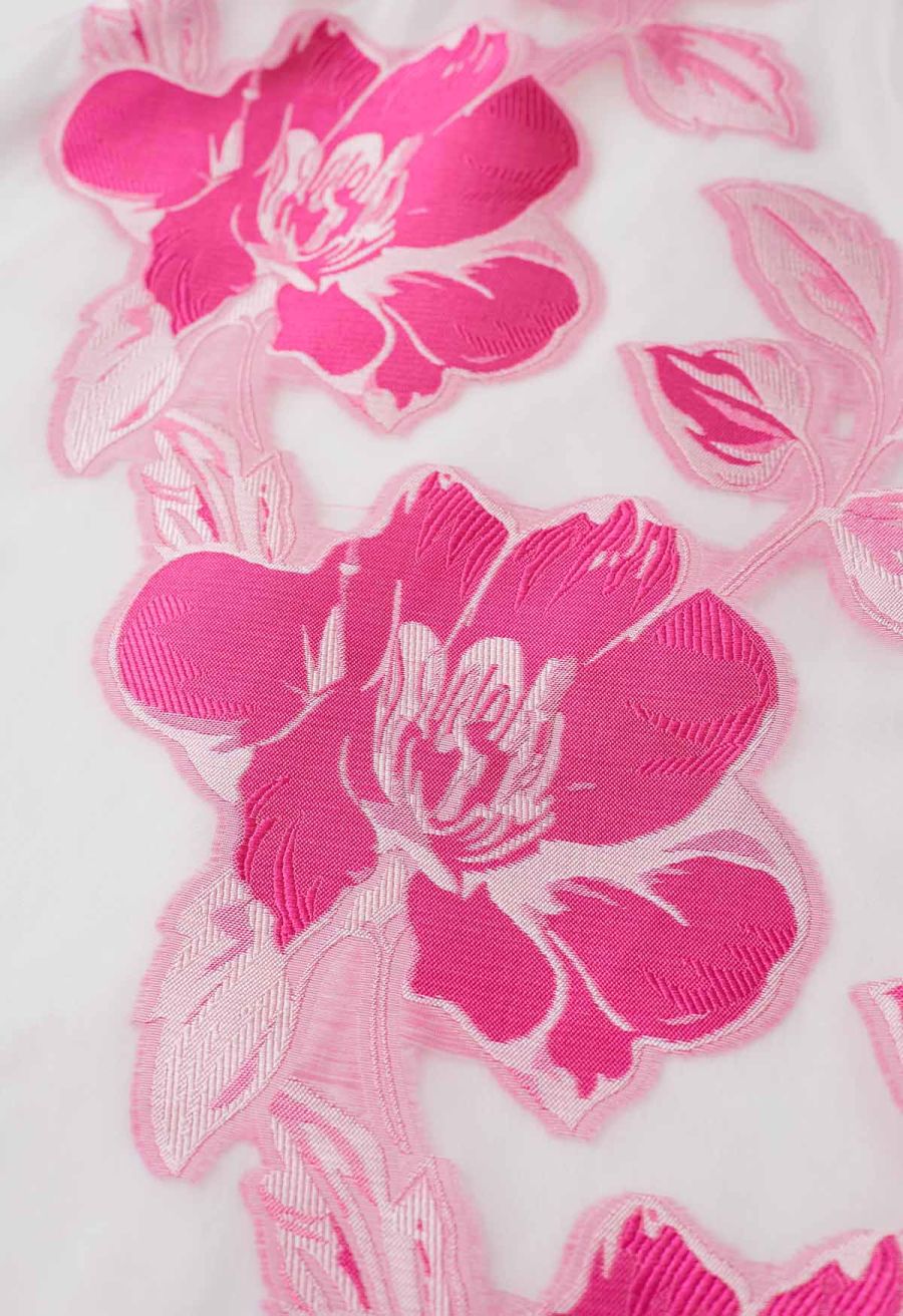 Magnolia Blooms Organza Jacquard A-Line Skirt