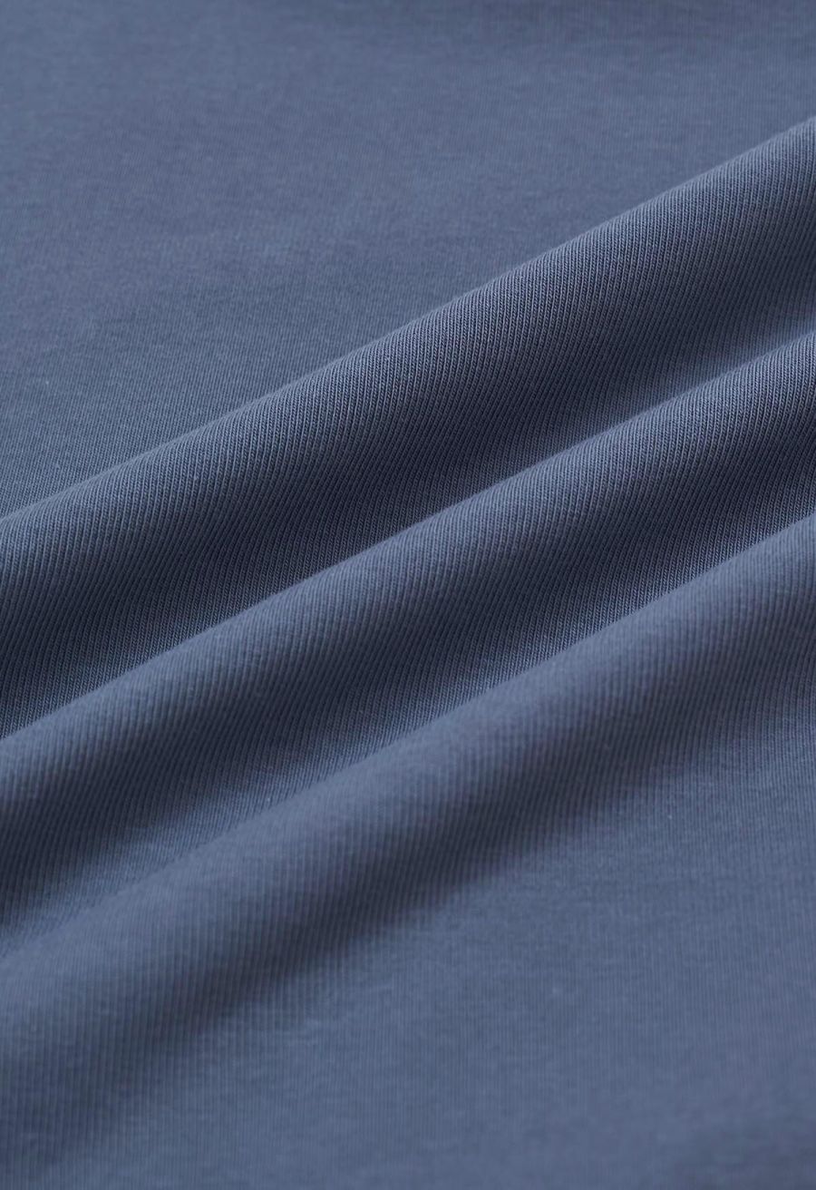 Self-Tie Bowknot Zip Tape Decor Top in Dusty Blue