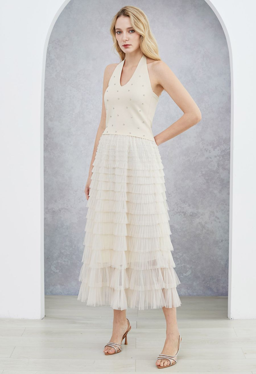 Swan Cloud Midi Skirt in Cream