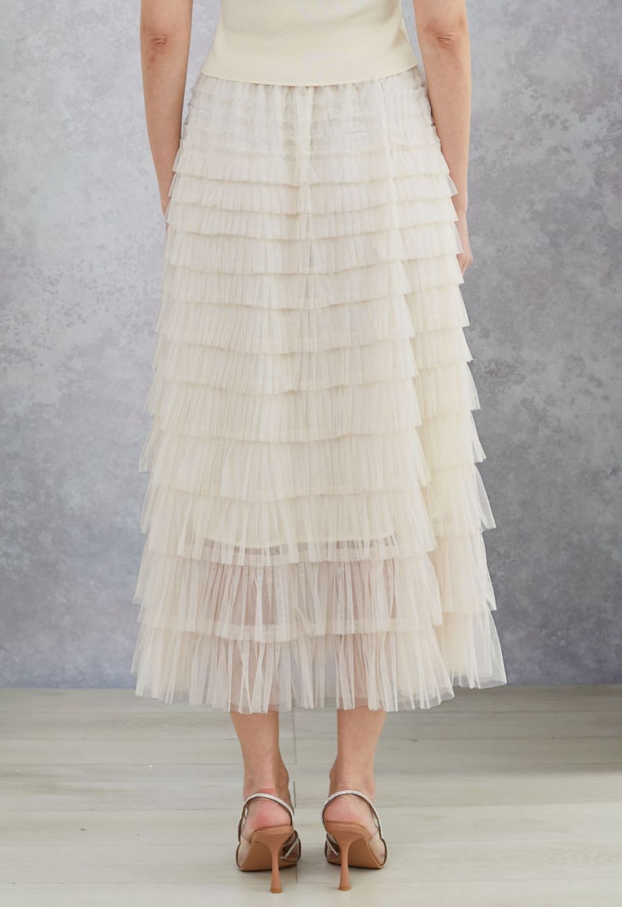 Swan Cloud Midi Skirt in Cream