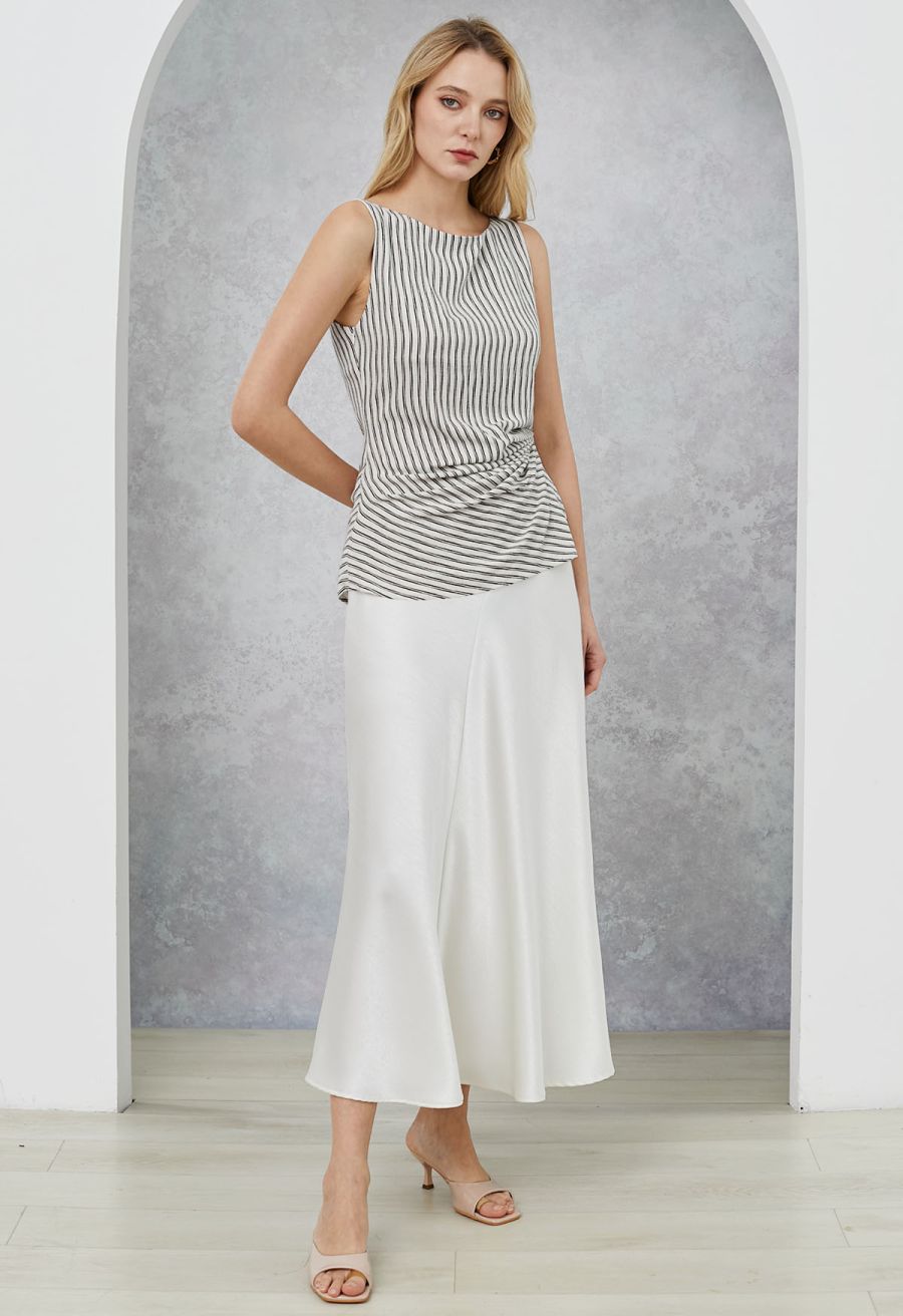 Side Knotted Stripe Sleeveless Top