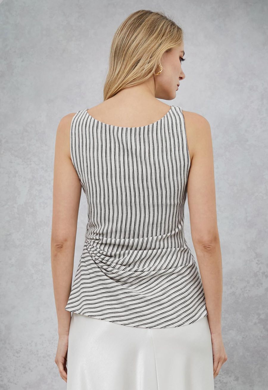 Side Knotted Stripe Sleeveless Top