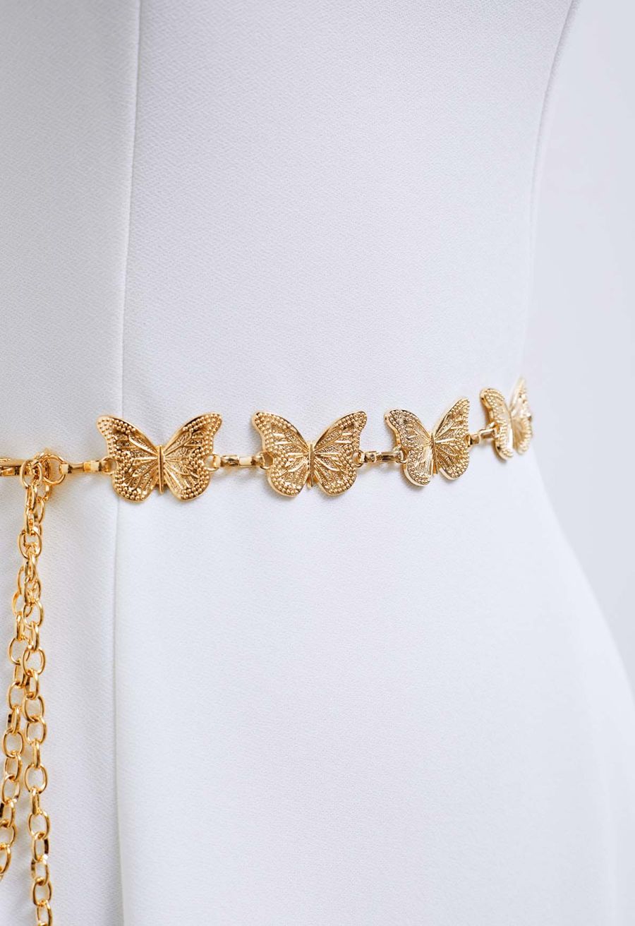 Fluttering Butterfly Chain Belt in Gold
