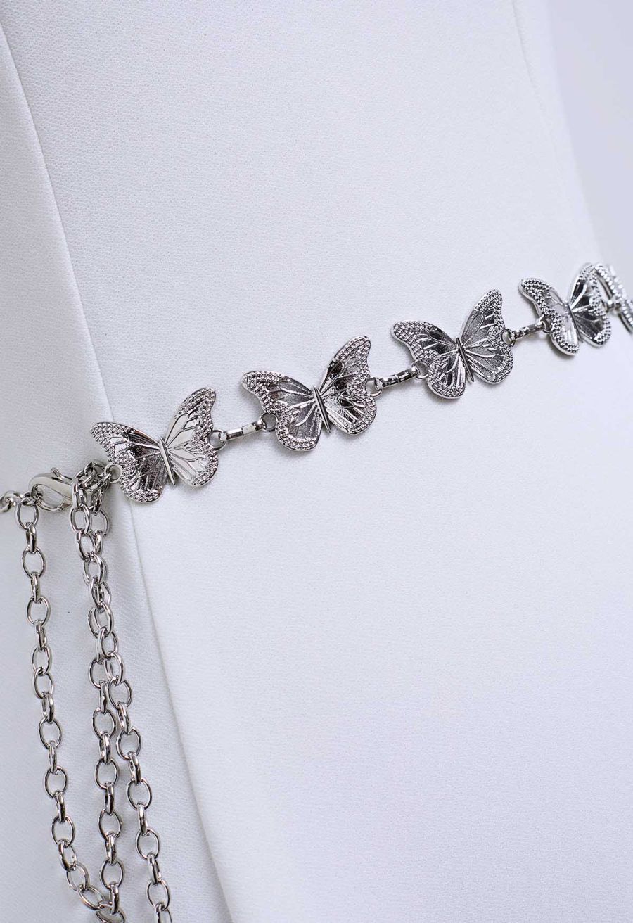 Fluttering Butterfly Chain Belt in Silver