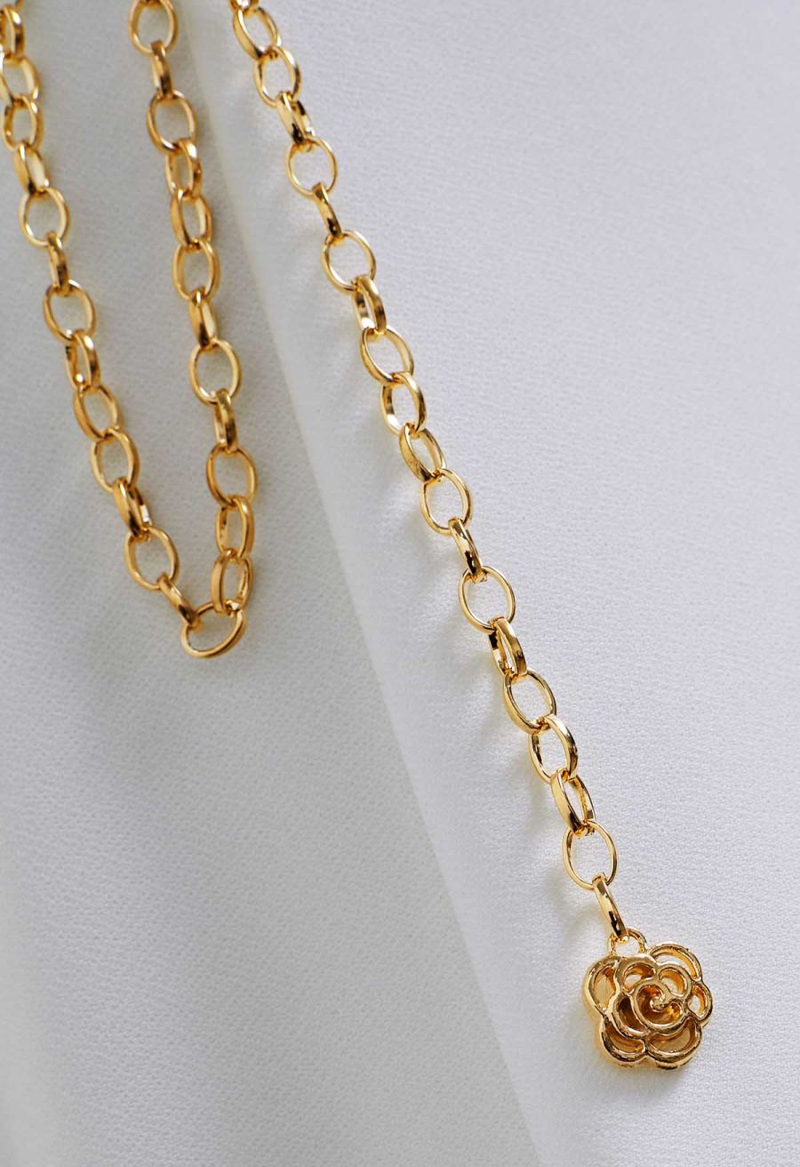 Blooming Rose Chain Belt in Gold