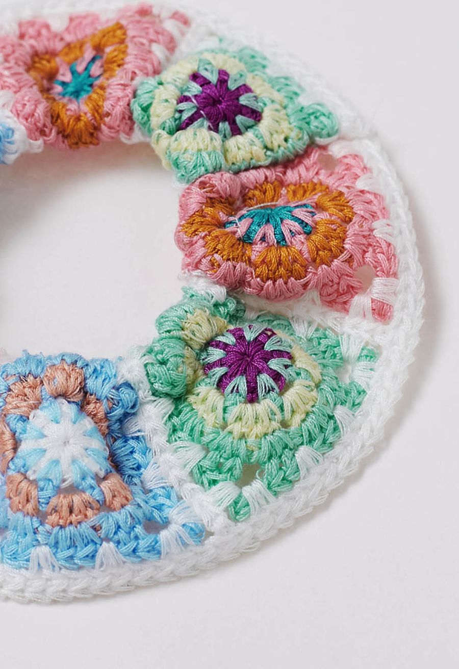 Bohemia Crochet Scrunchie in White