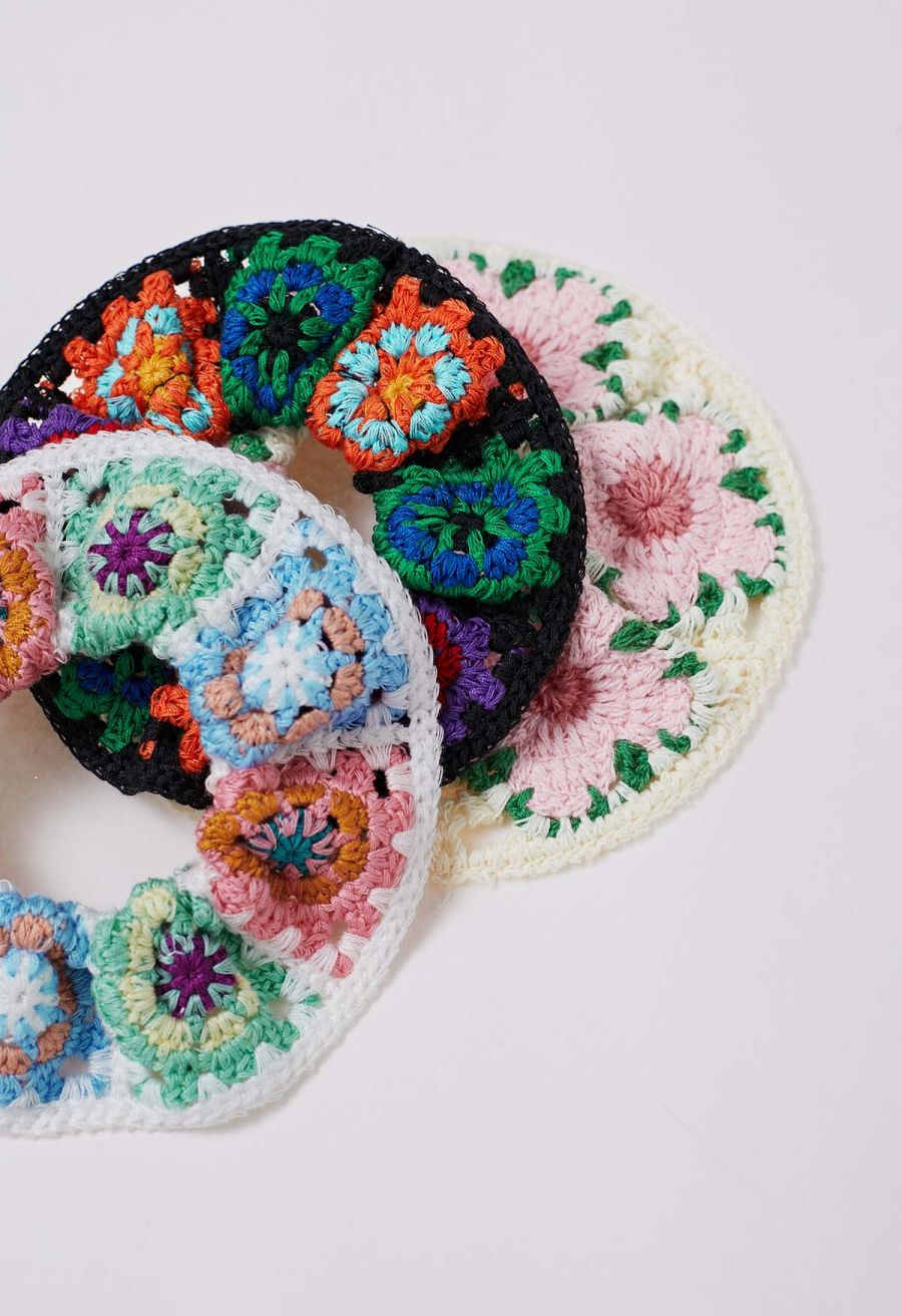 Cherry Blossom Crochet Scrunchie
