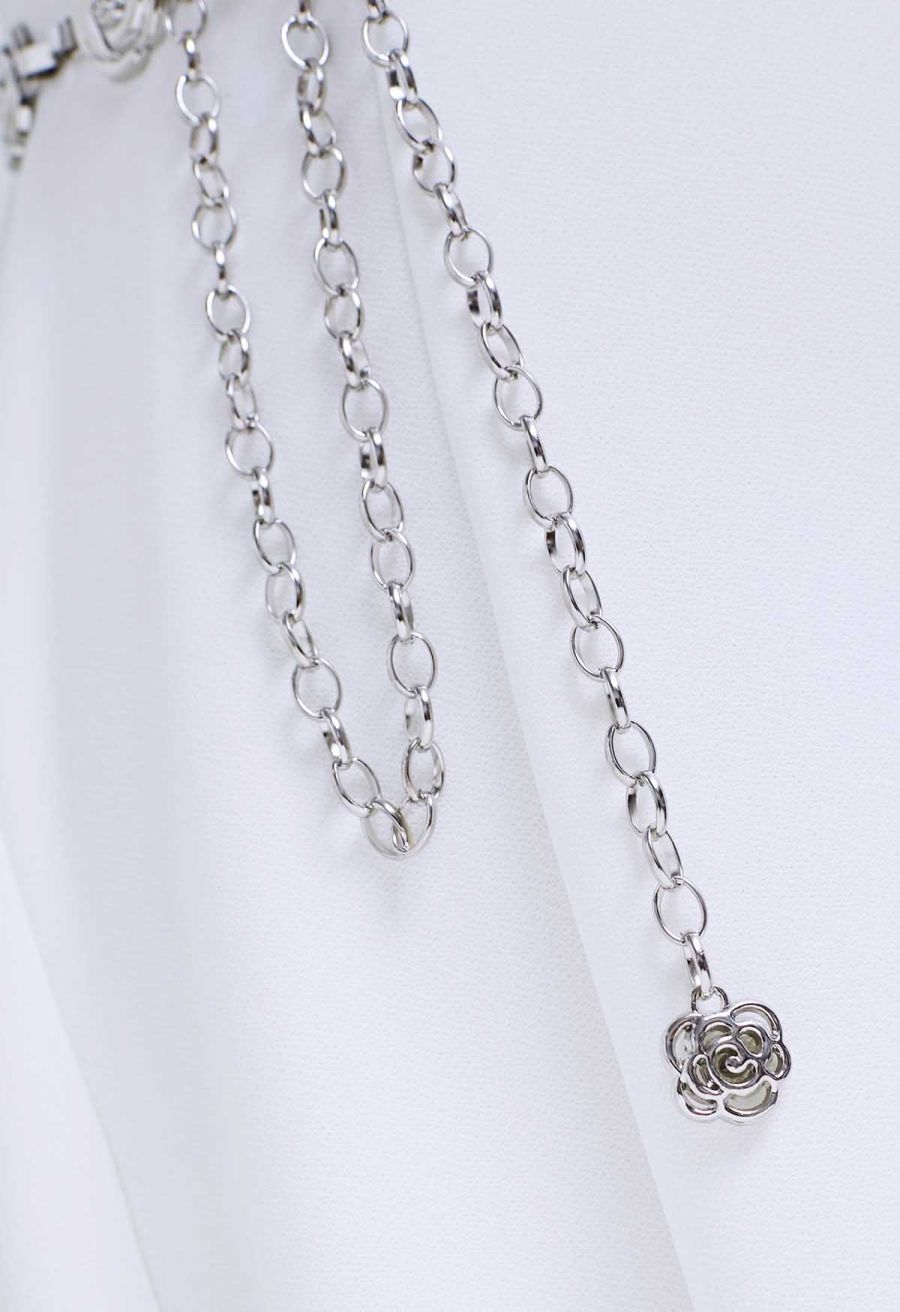 Blooming Rose Chain Belt in Silver