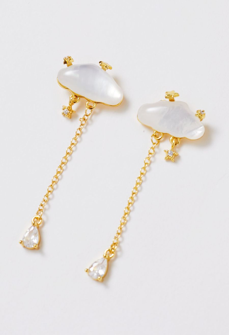 Cloud & Starry Night Raindrop Rhinestone Earrings