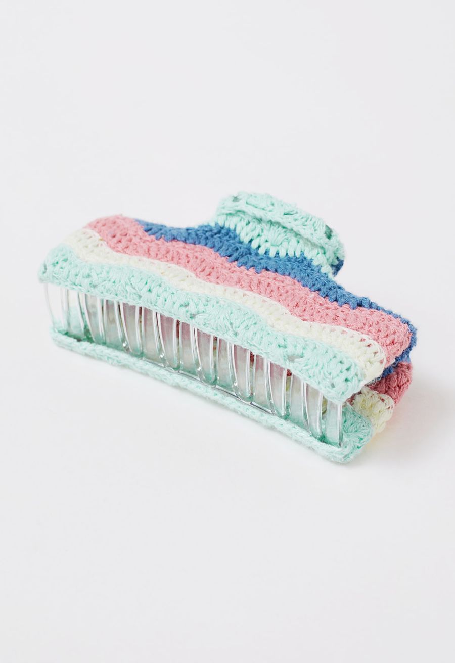 Wavy Crochet Large Rectangle Hair Claw