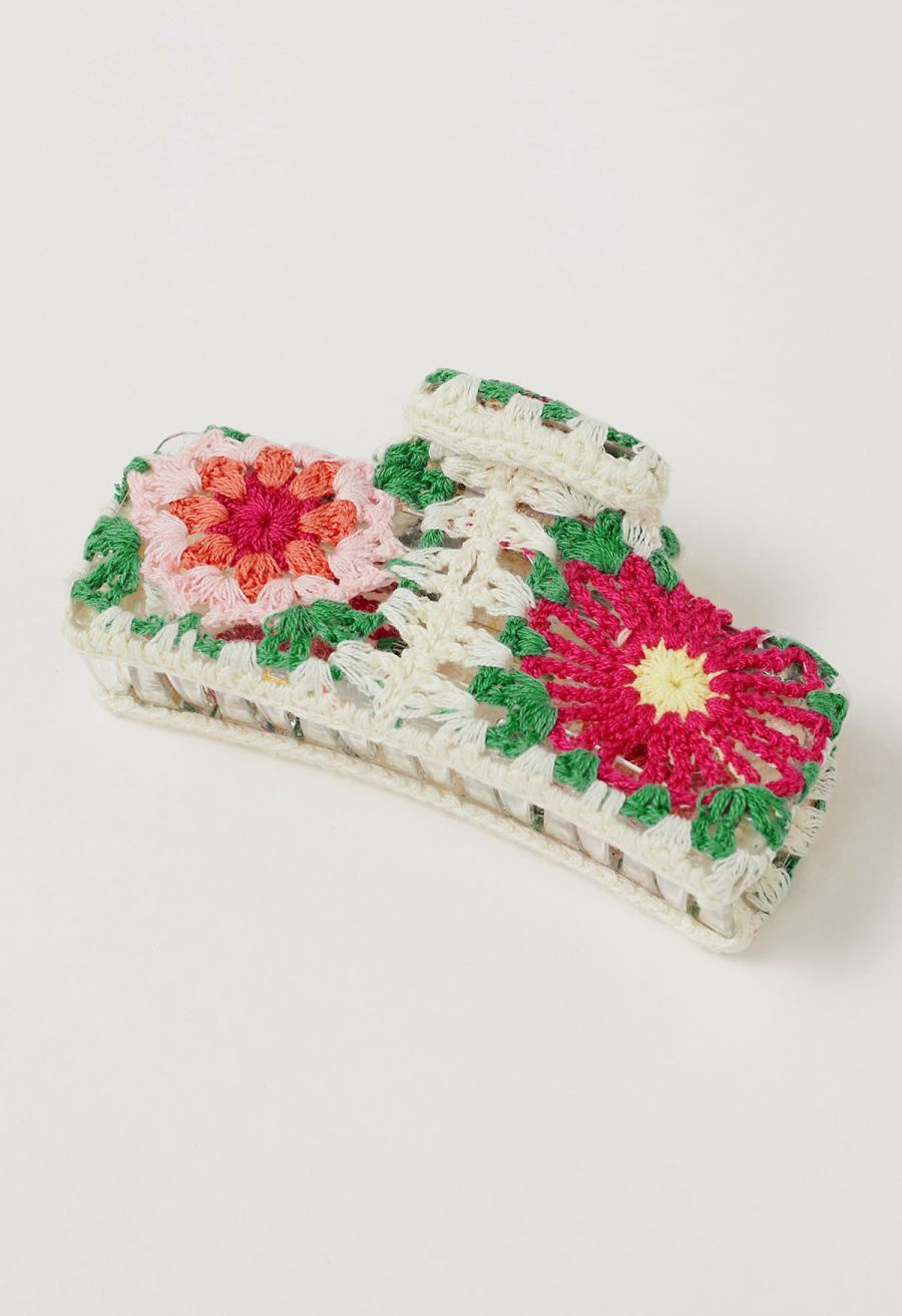 Plum Blossom Crochet Large Rectangle Hair Claw