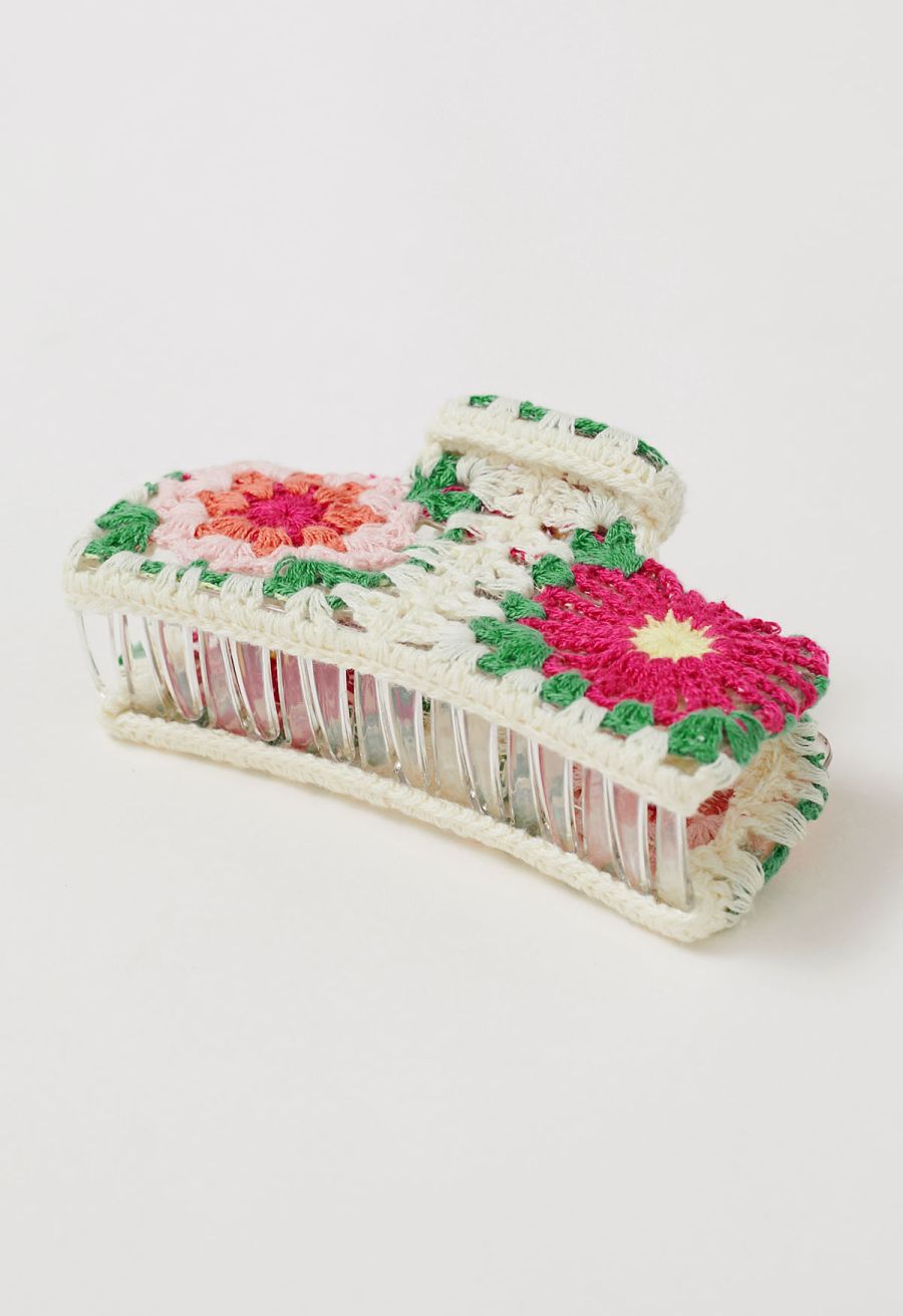 Plum Blossom Crochet Large Rectangle Hair Claw