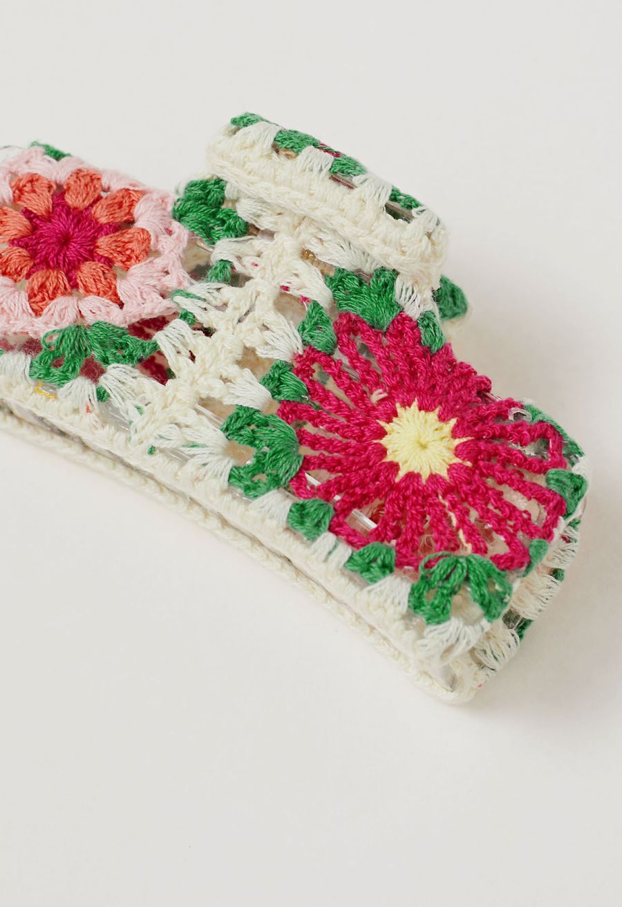 Plum Blossom Crochet Large Rectangle Hair Claw