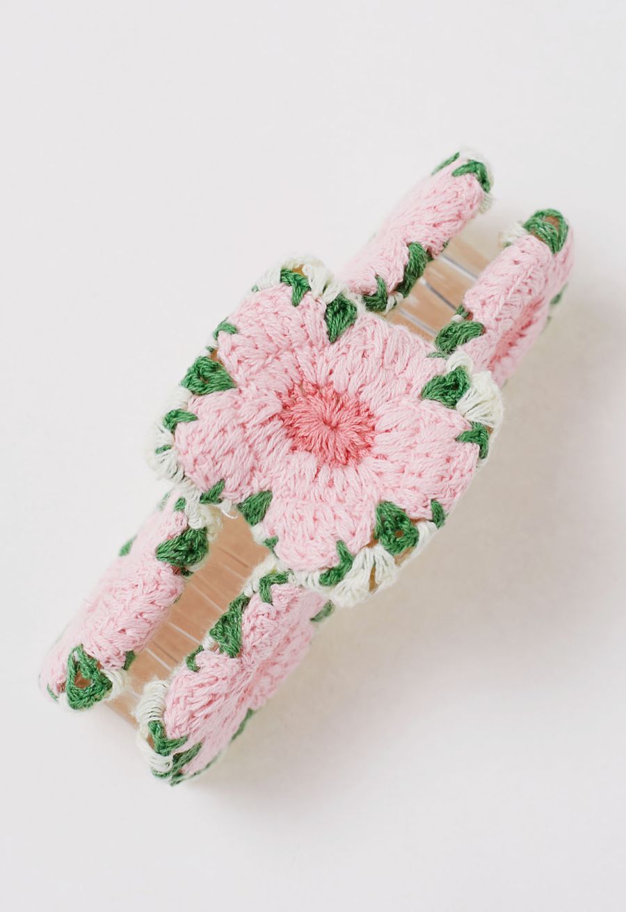 Cherry Blossom Crochet Large Rectangle Hair Claw