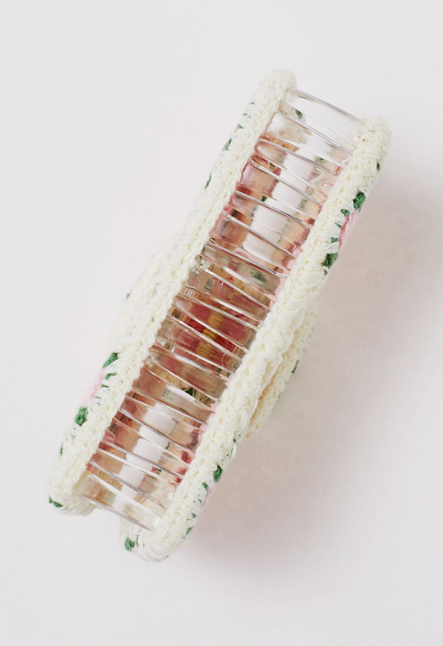 Cherry Blossom Crochet Large Rectangle Hair Claw