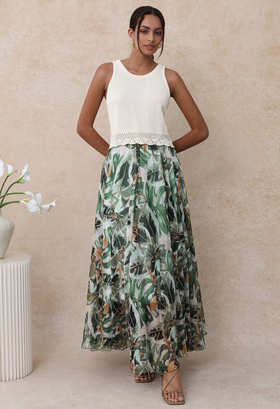 Crew Neck Sleeveless Cotton Crop Top in Ivory