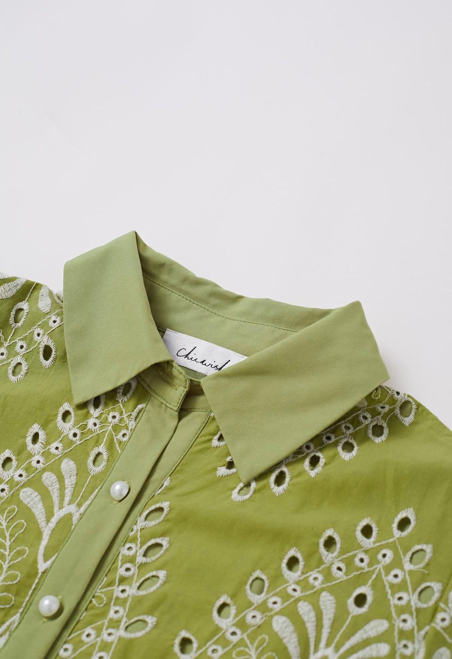 Boho Charm Embroidered Floral Eyelet Midi Dress