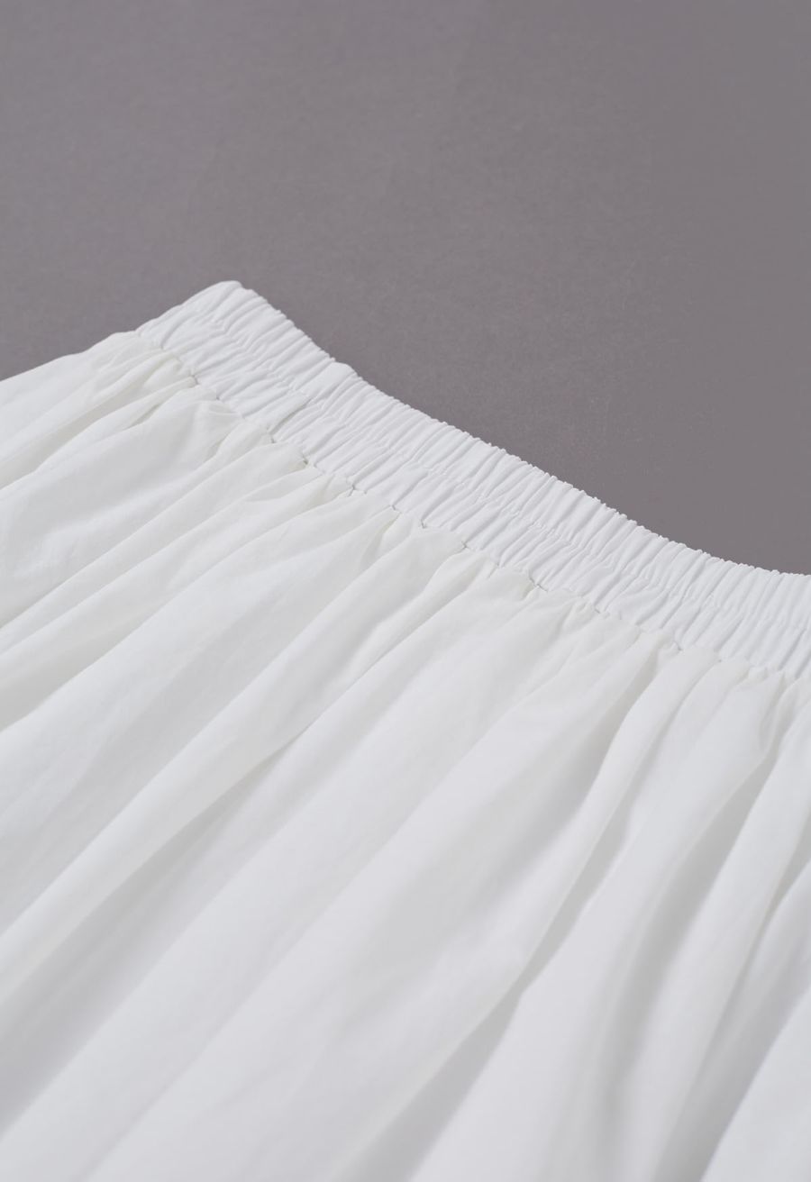 Artistic Floral Cutwork Cotton Midi Skirt