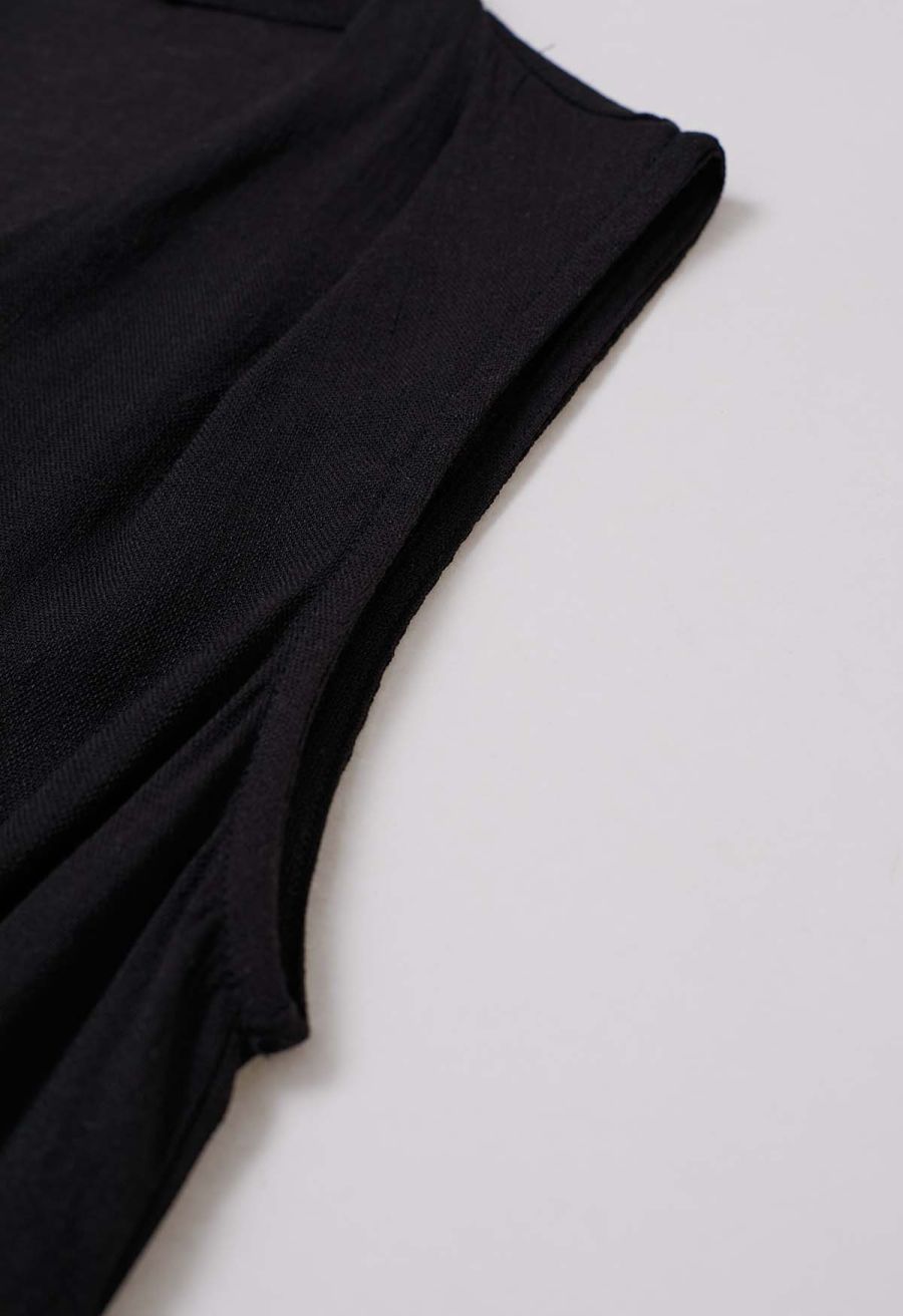 Knot Front Tie-Back Sleeveless Top in Black