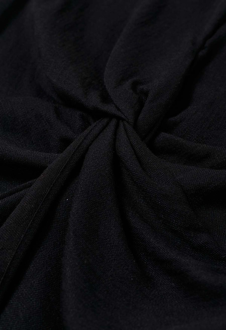 Knot Front Tie-Back Sleeveless Top in Black