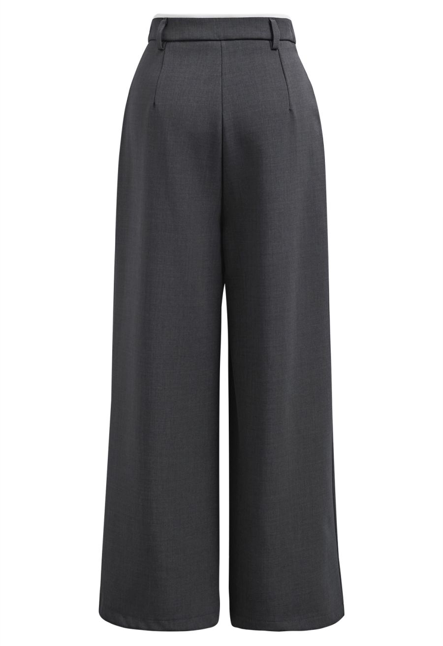 Contrast Binding Side Pocket Pants in Smoke