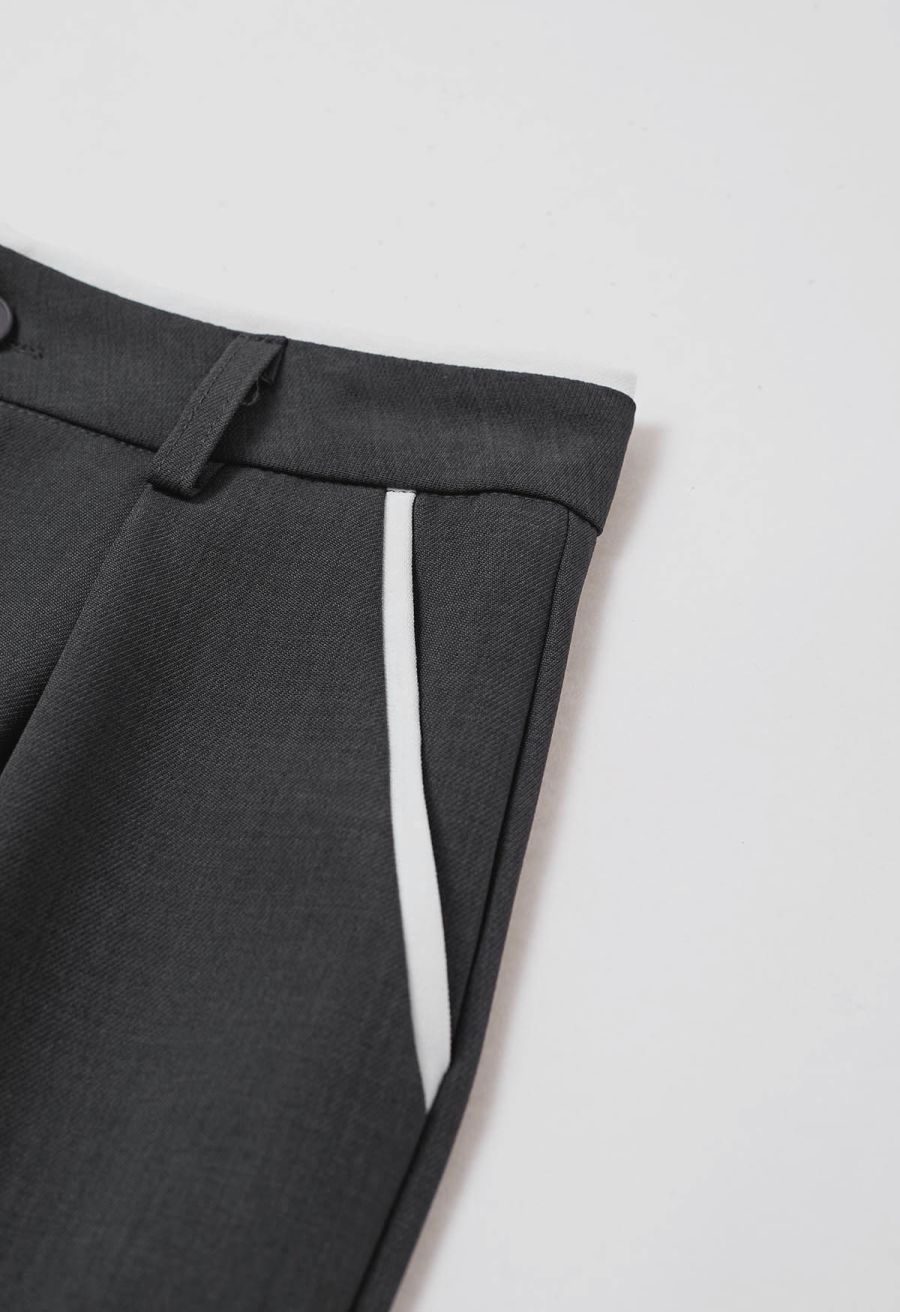 Contrast Binding Side Pocket Pants in Smoke