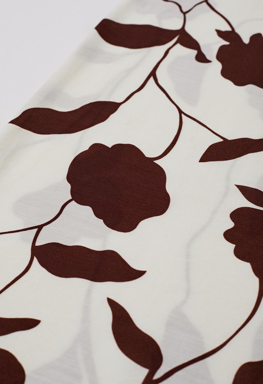 Floral Shadow Wide-Leg Pants in Caramel
