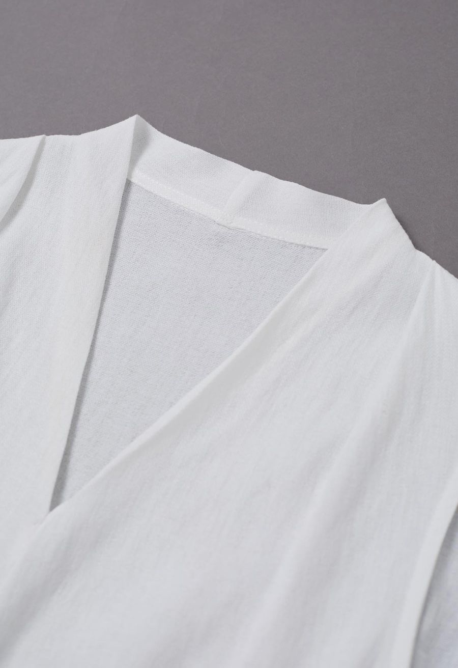 Knot Front Tie-Back Sleeveless Top in White