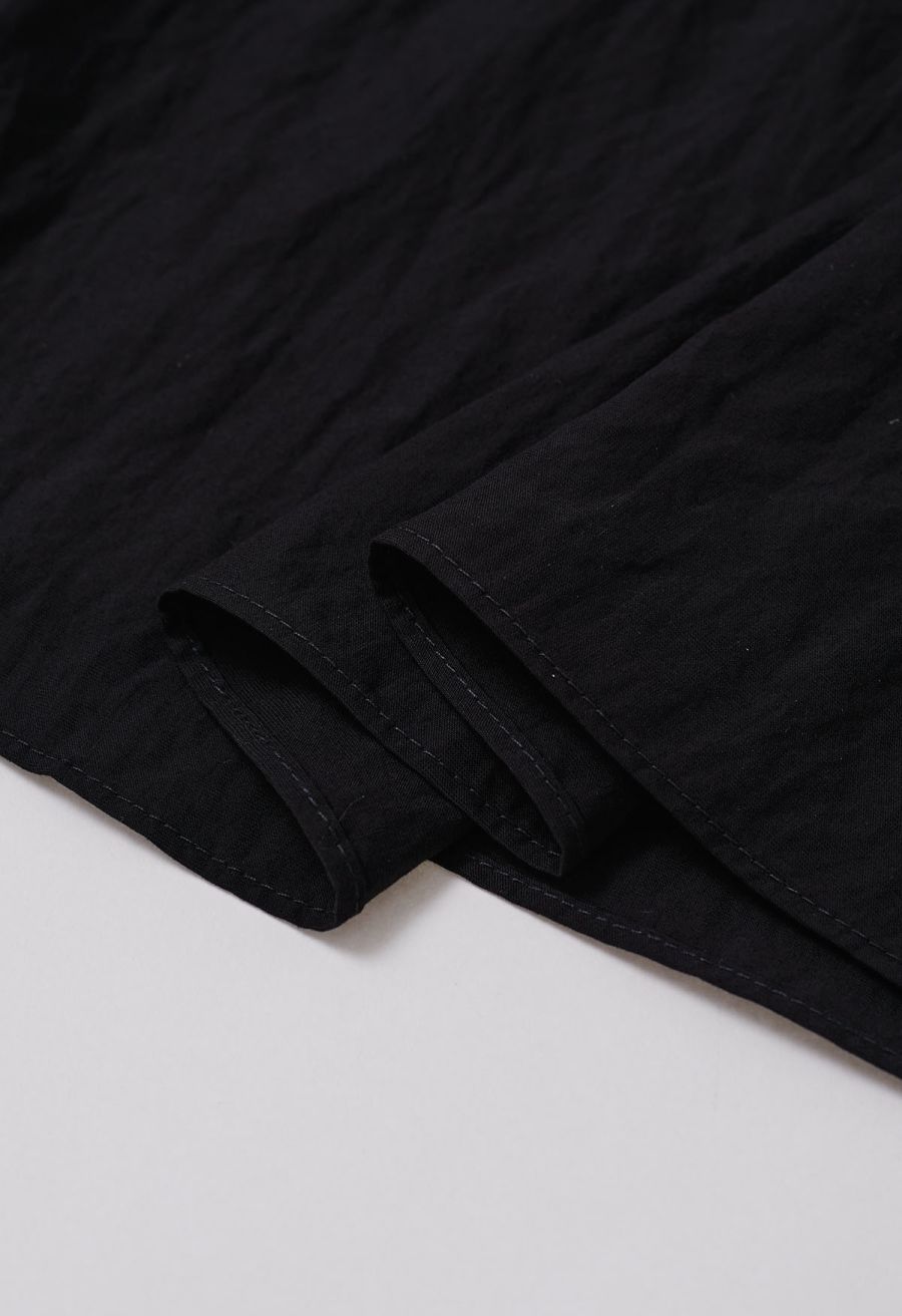 Contrast Crochet Edge Sleeveless Top in Black