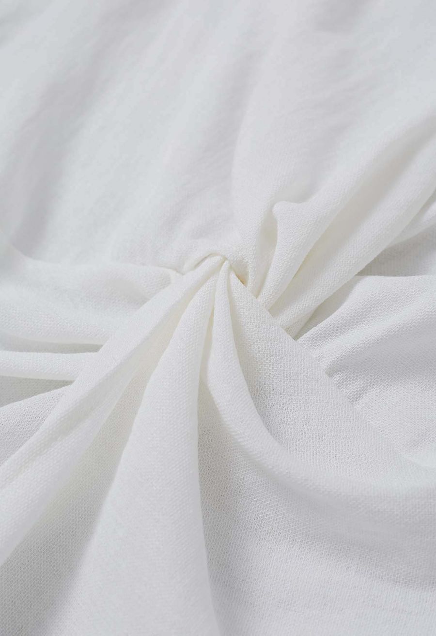 Knot Front Tie-Back Sleeveless Top in White