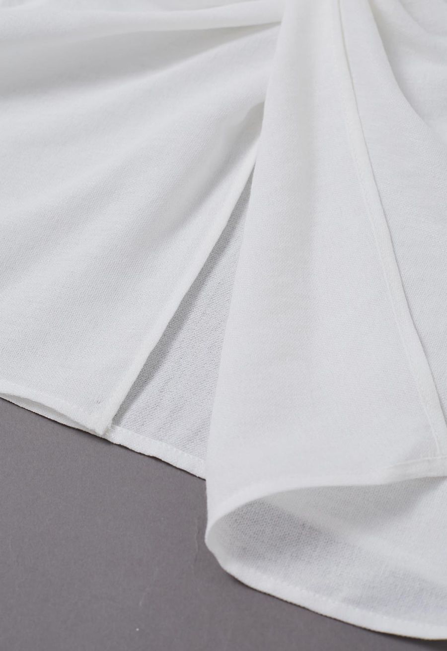 Knot Front Tie-Back Sleeveless Top in White