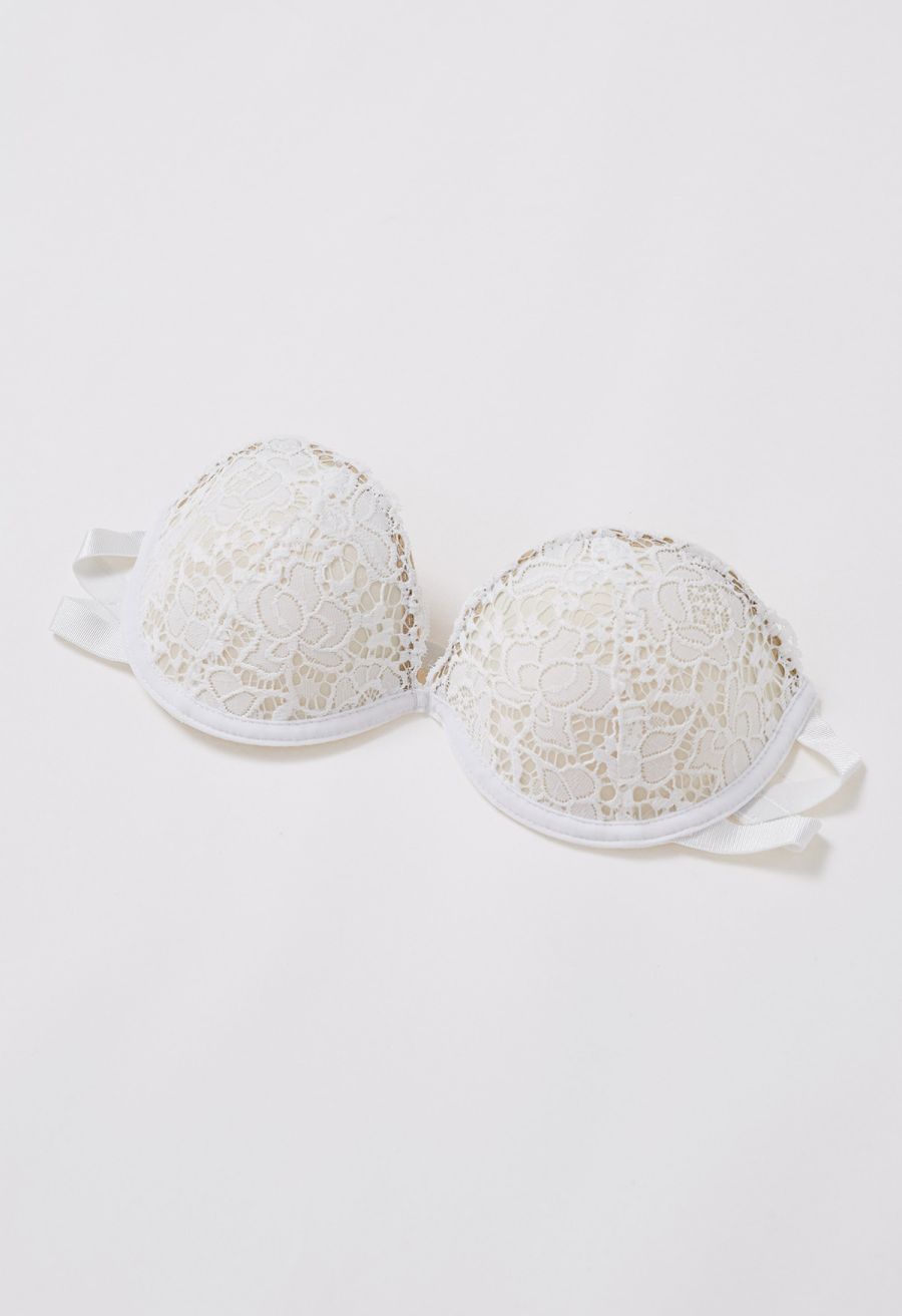 Rose Lace Push Up Bra Top in White