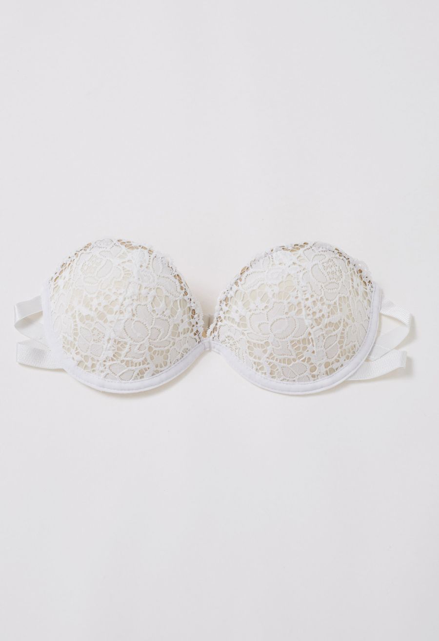 Rose Lace Push Up Bra Top in White