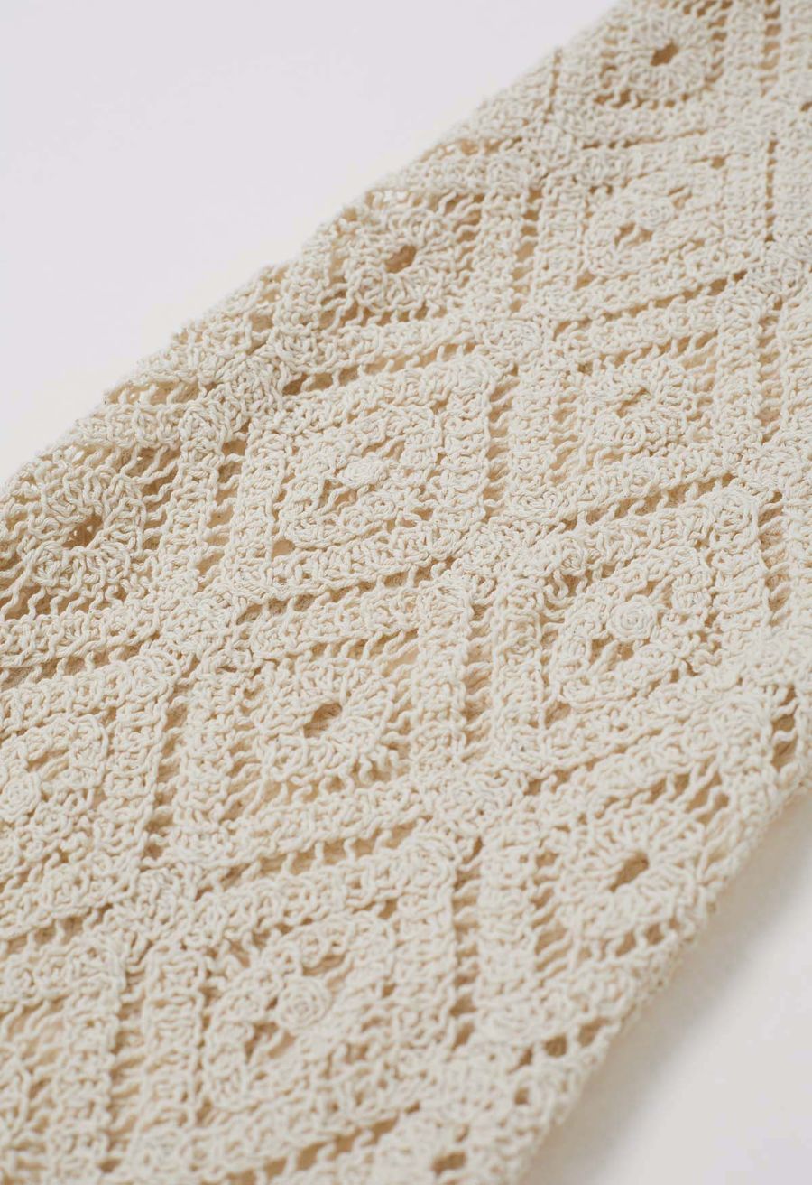 Diamond Cutwork Scalloped Hem Pants