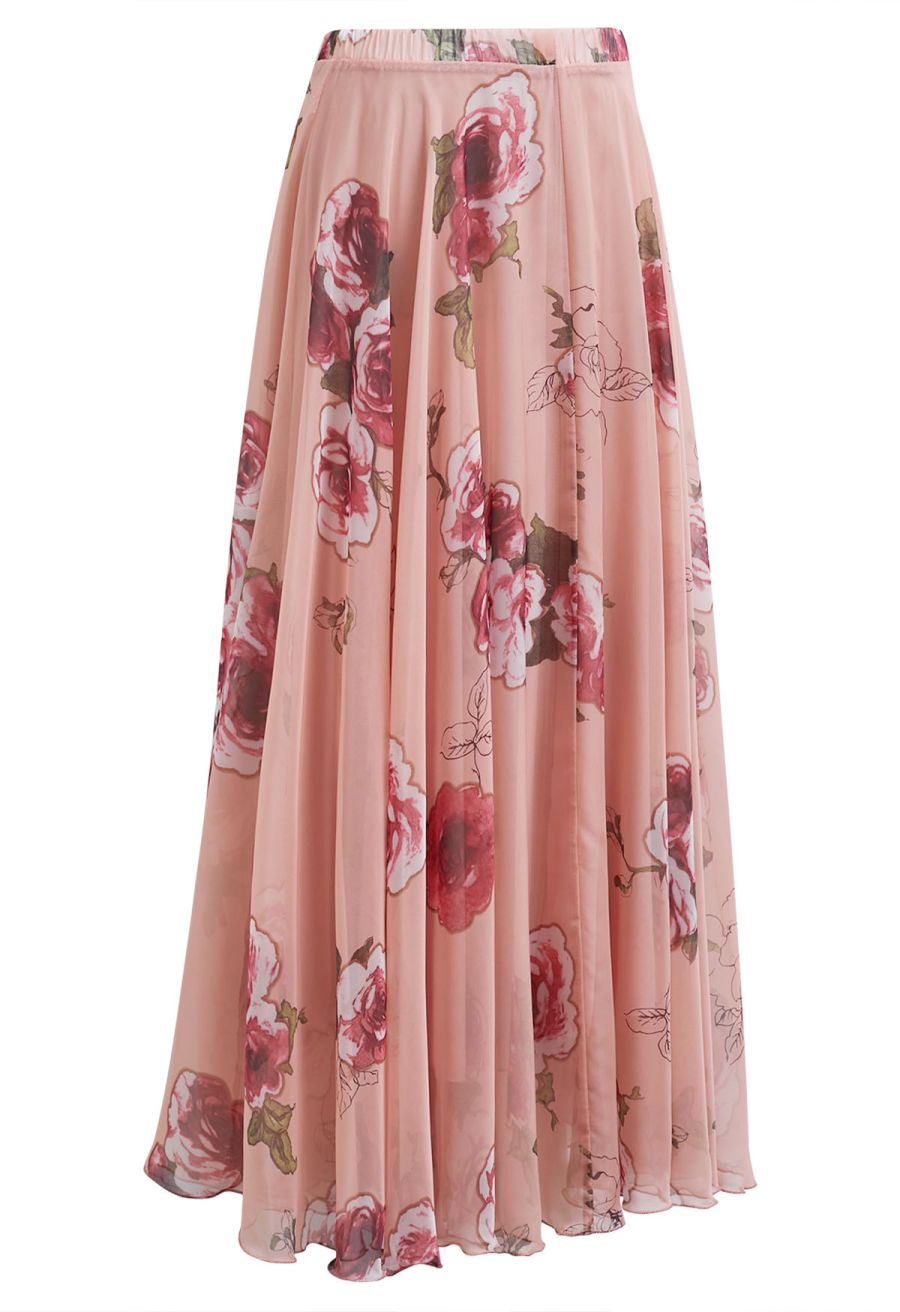 Pink Rose Panache Maxi Skirt