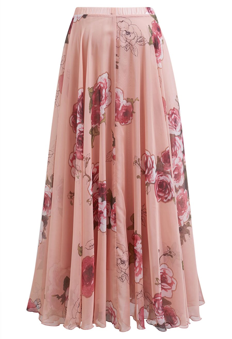 Pink Rose Panache Maxi Skirt