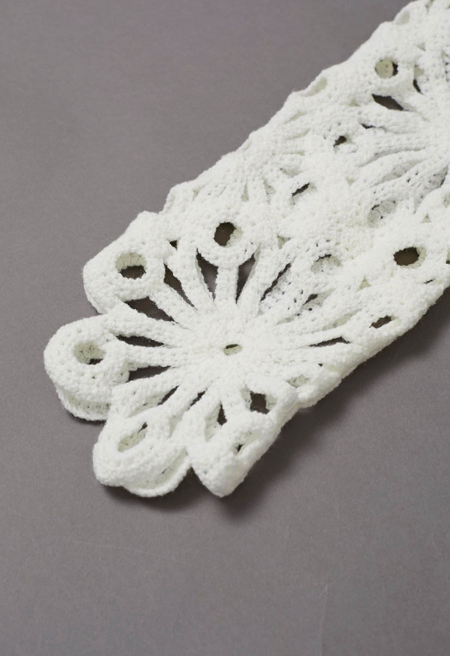 Floral Cutwork Crochet Long-Sleeve Asymmetric Top