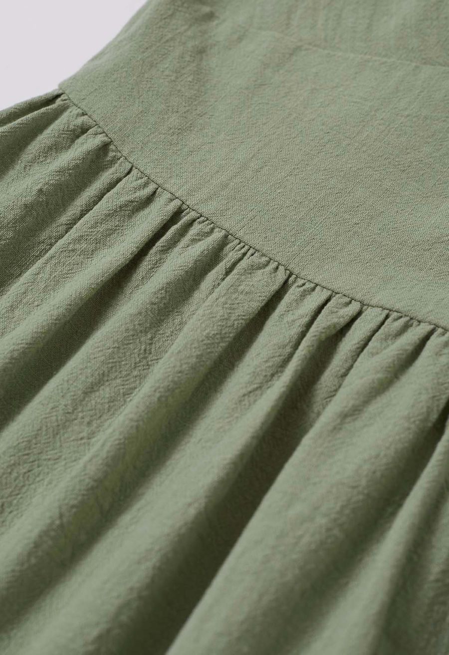 Vintage-Inspired Self-Tie Halter Neck Cotton Dress in Pistachio