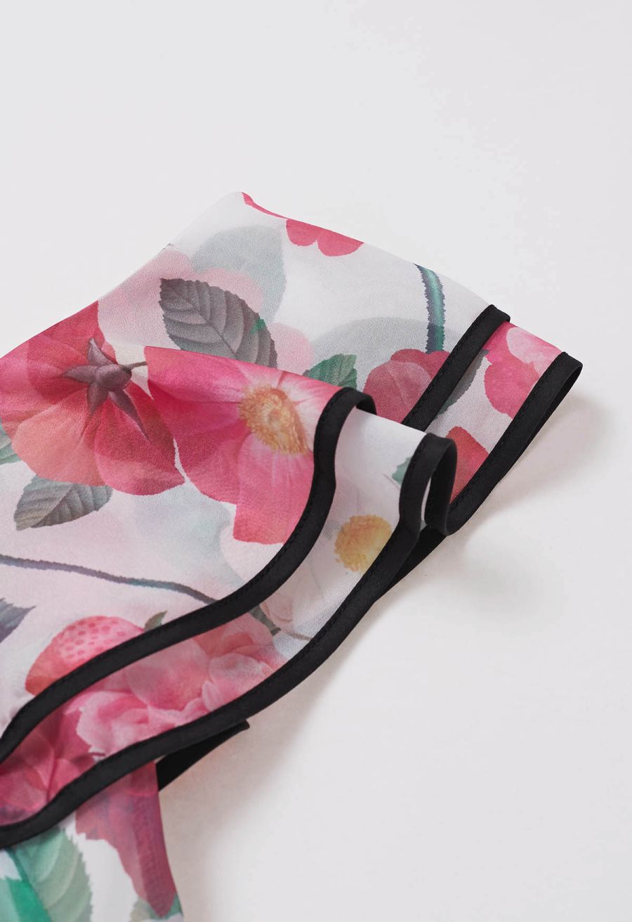 Blooming Floral Tiered Ruffle Belted Maxi Dress