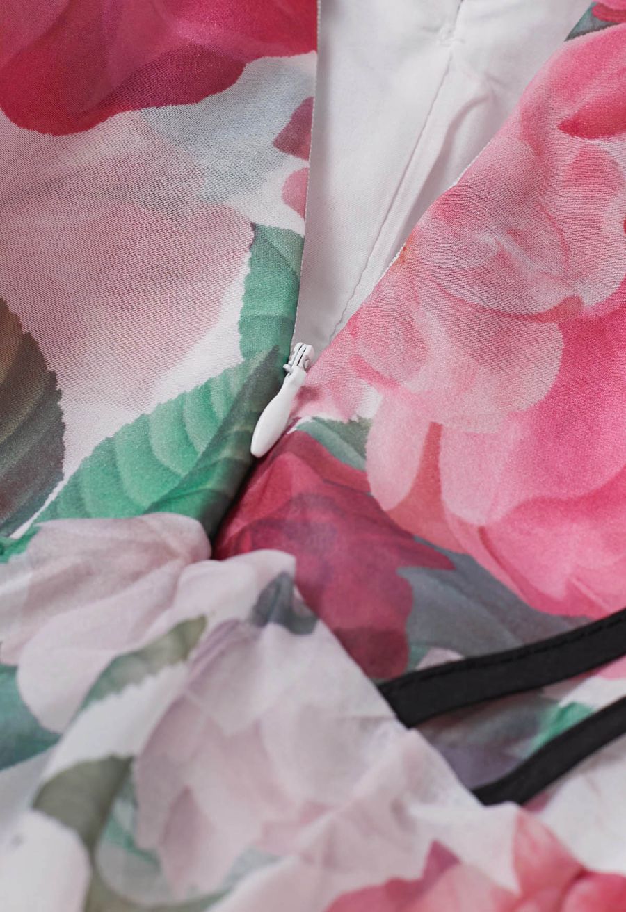 Blooming Floral Tiered Ruffle Belted Maxi Dress