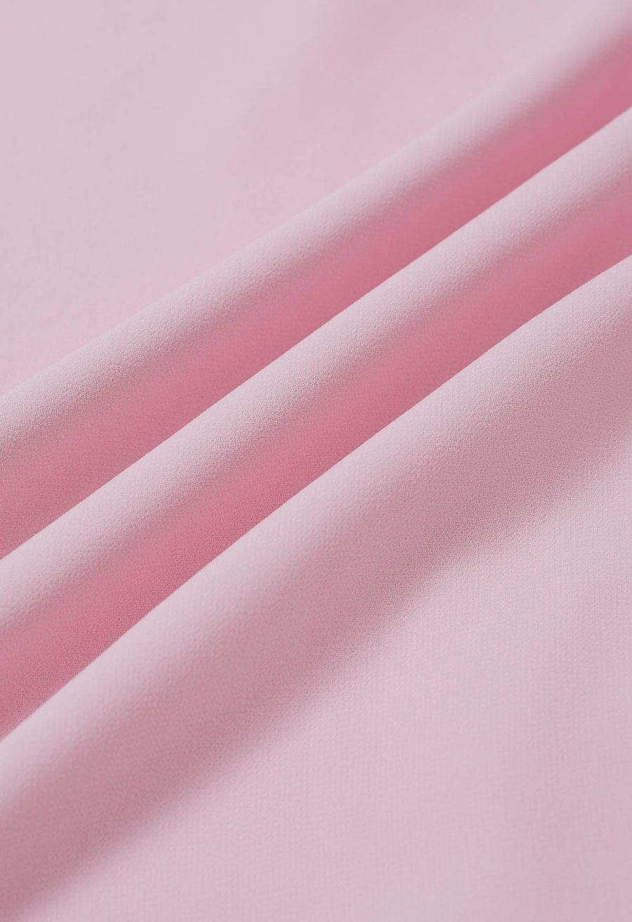 Lace-Up Back Ruffle Cut Out Chiffon Gown in Pink