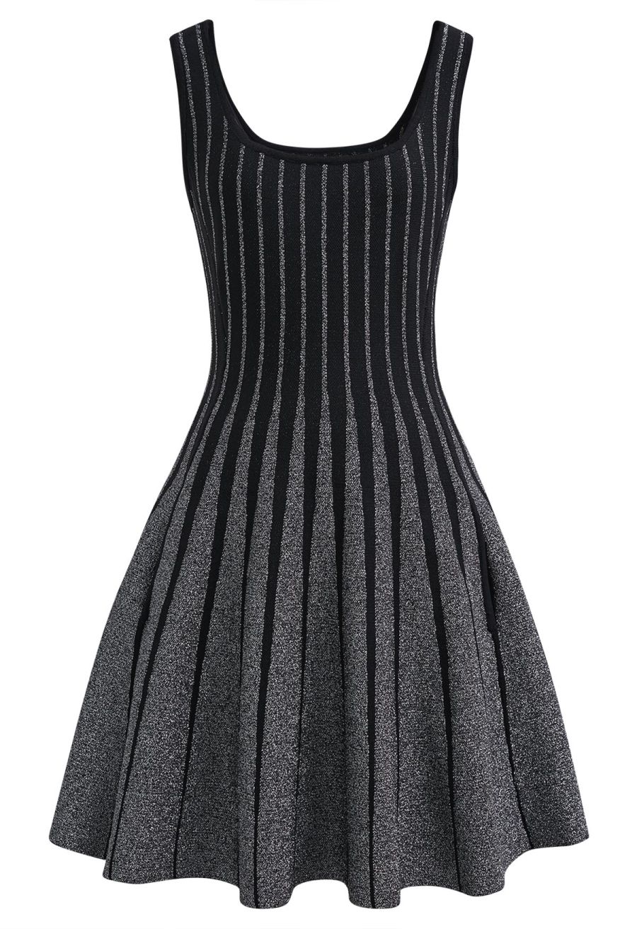 Sparkling Square Neck Side Pocket Skater Dress