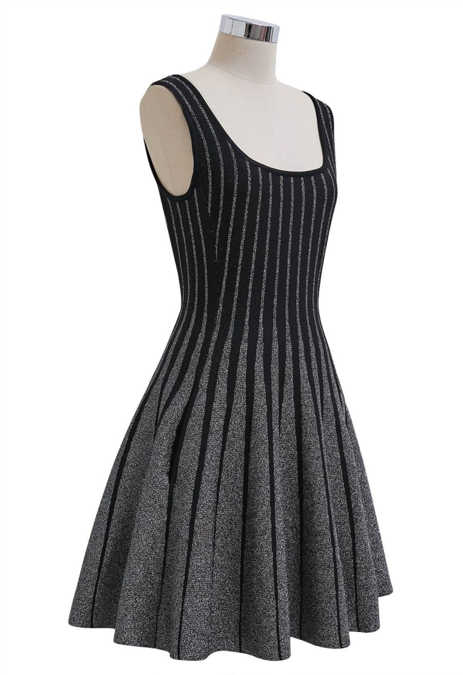 Sparkling Square Neck Side Pocket Skater Dress