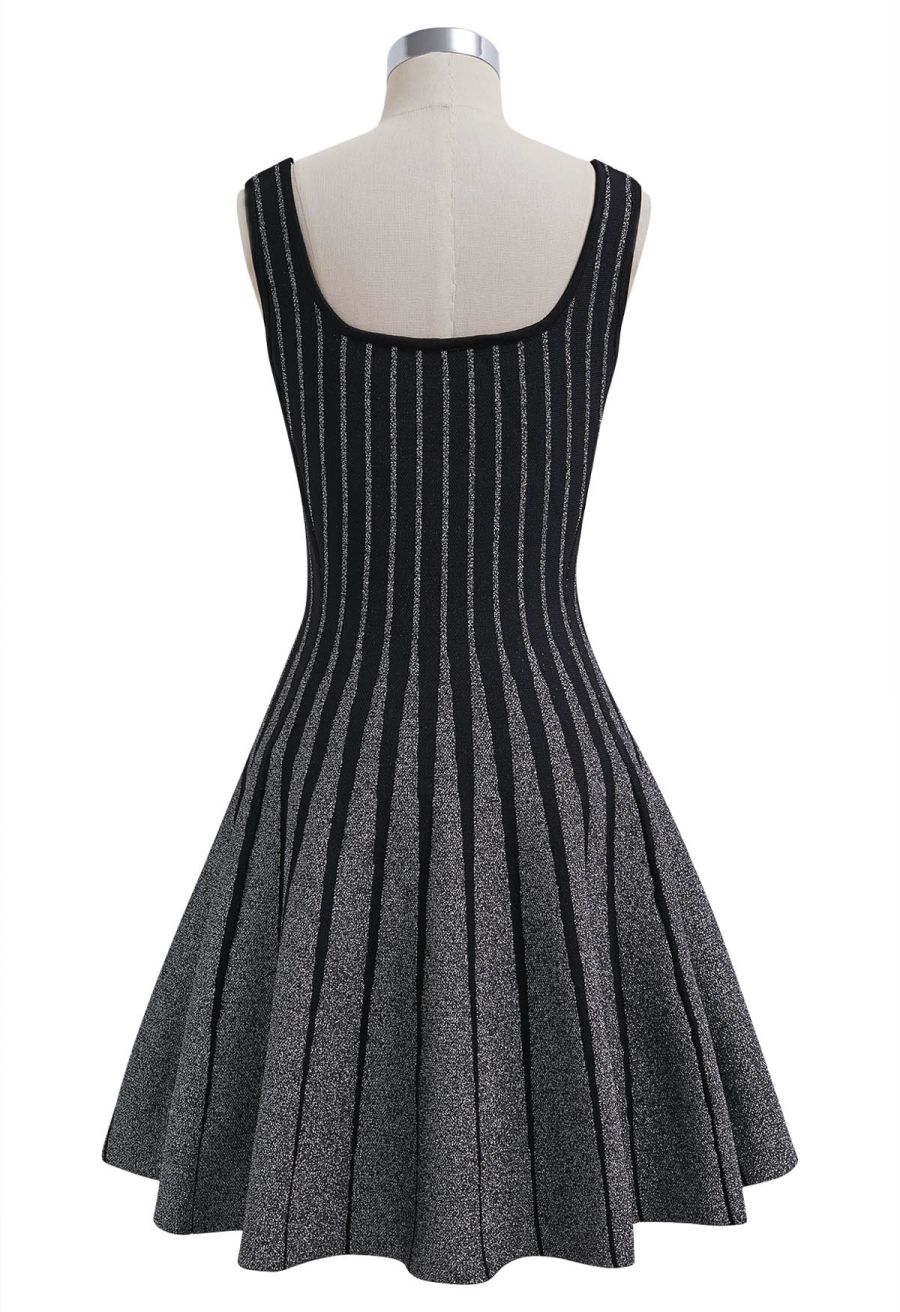 Sparkling Square Neck Side Pocket Skater Dress