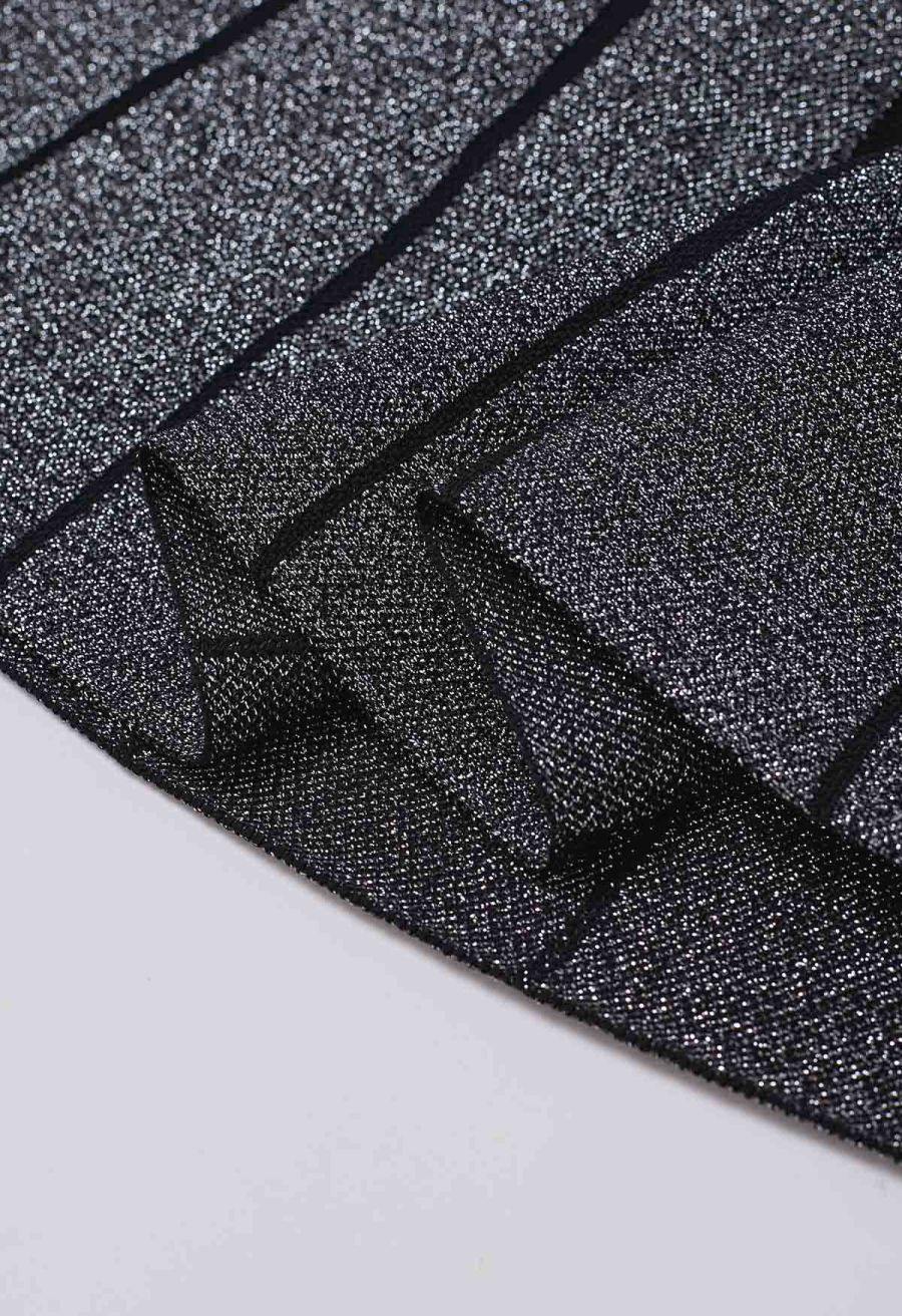 Sparkling Square Neck Side Pocket Skater Dress