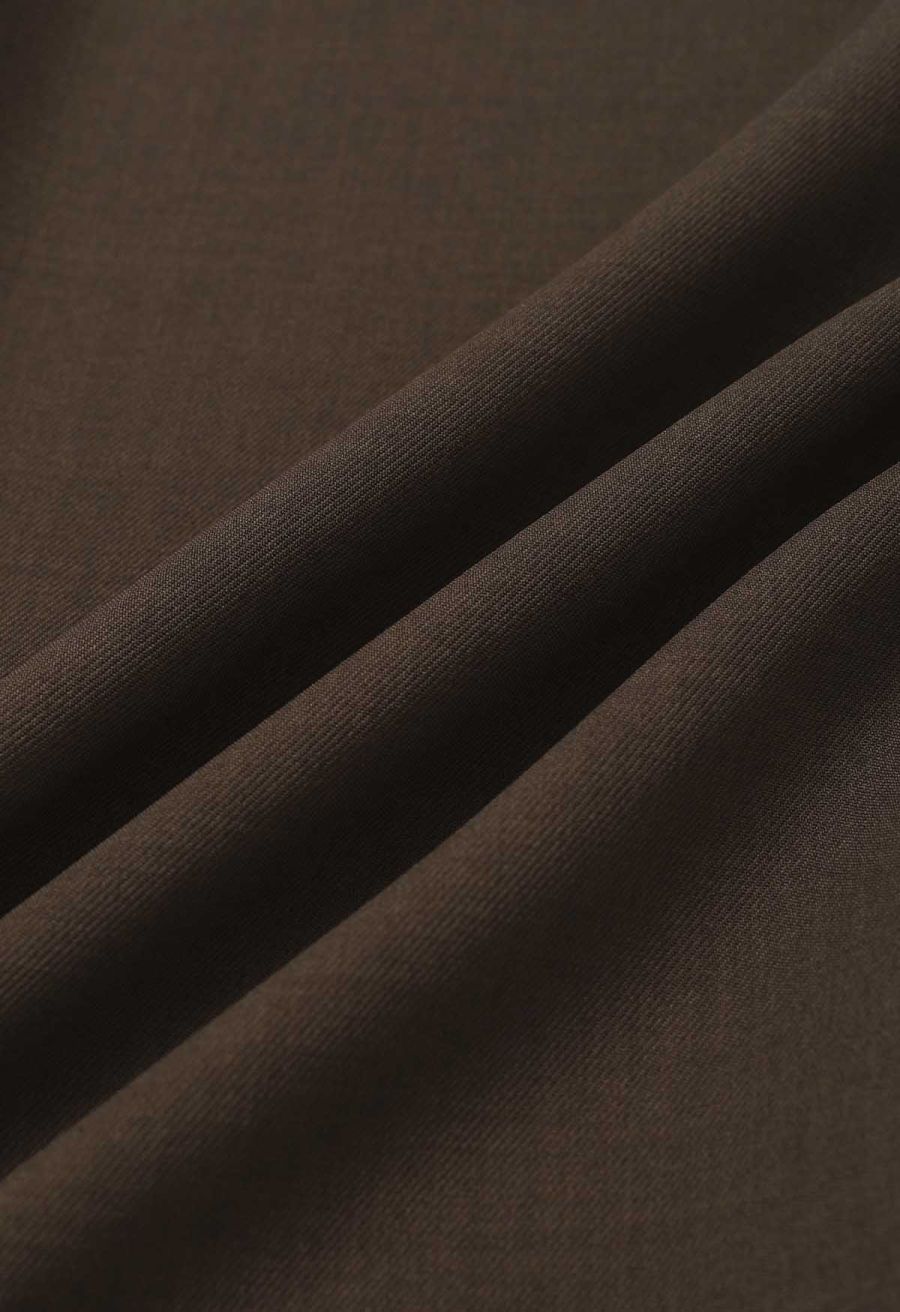 Contrast Binding Side Pocket Pants in Brown
