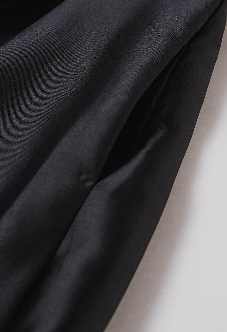 Luxurious Night Bowknot Pleated A-Line Skirt in Black