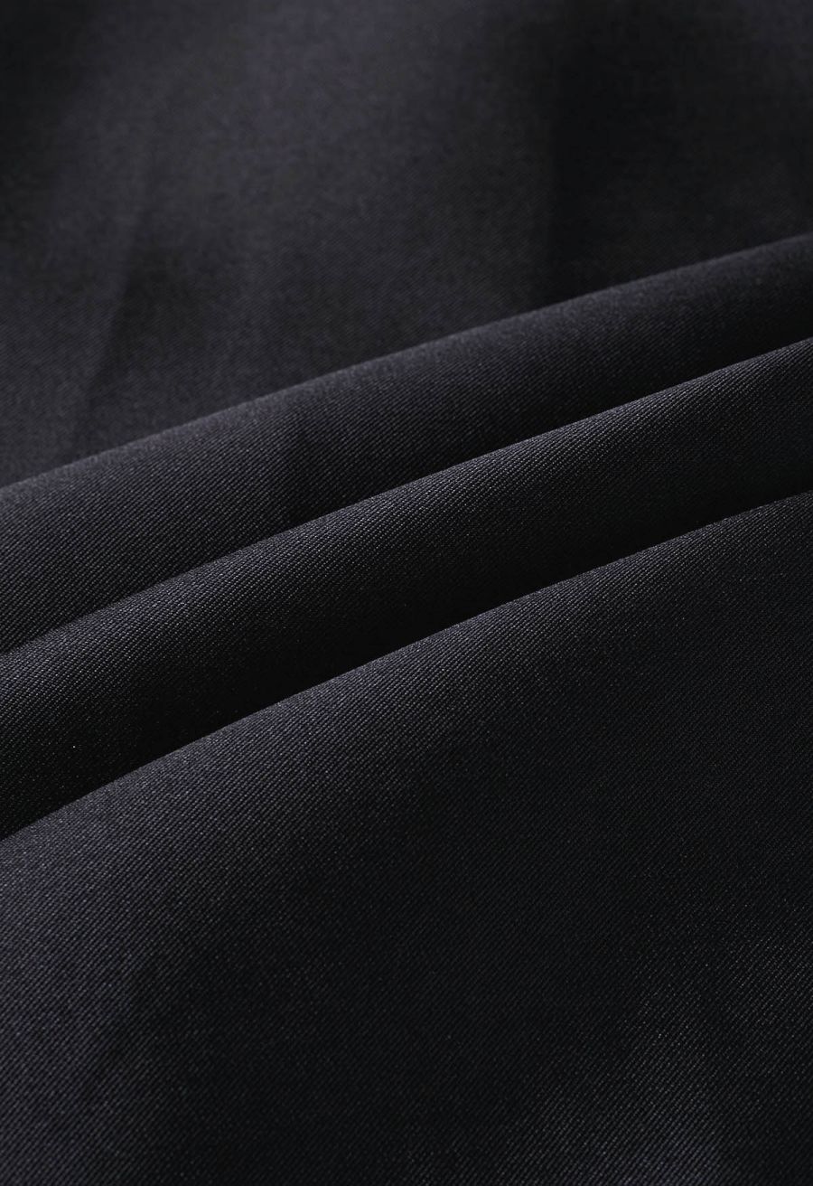 Luxurious Night Bowknot Pleated A-Line Skirt in Black
